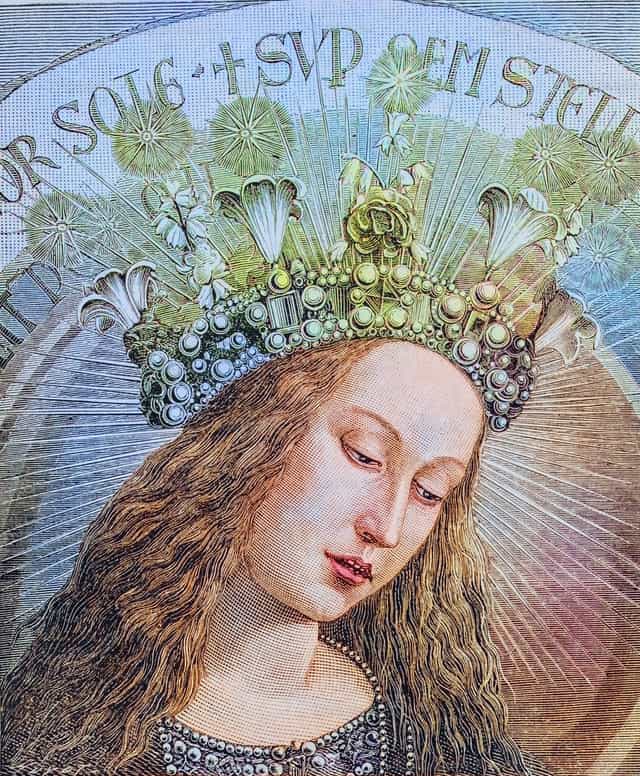 Obra que representa la cabeza de la Virgen María - Banco de imágenes católicas