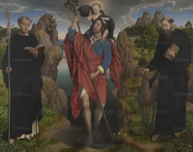 San Cristobal kasama ang Batang Hesus - Mga Catholic stock image