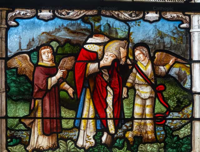 Saint Denys l’Aréopagite portant sa tête - Images catholiques de stock