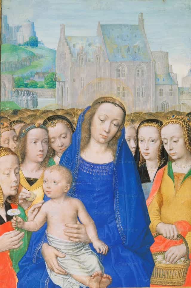 Vierge et Enfant avec des saintes - Images catholiques de stock - Photo de Restored Christian Art