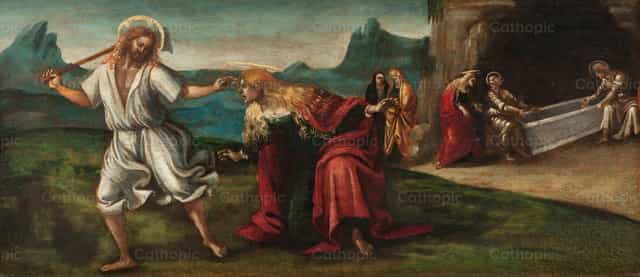 Zmartwychwstały Chrystus ukazujący się św. Magdalenie - Katolickie zdjęcia stockowe