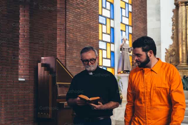 A Prisoner's Journey of Conversion - Catholic stock images