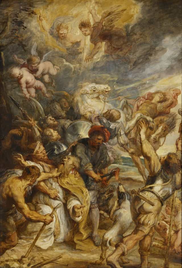Het martelaarschap van Sint-Livinus - Katholieke stockfoto's