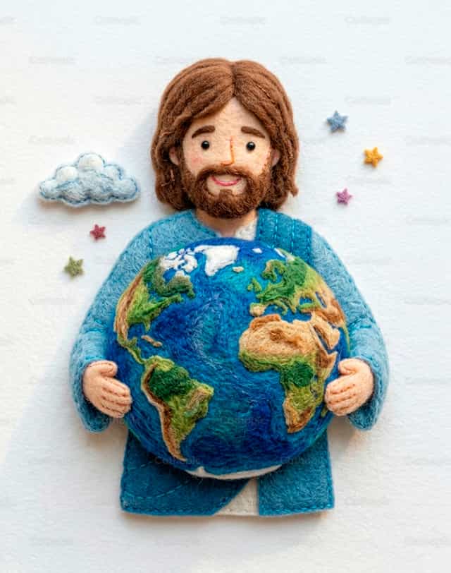 Jesus mit der Welt in seinen Händen - Katholische Stockfotos