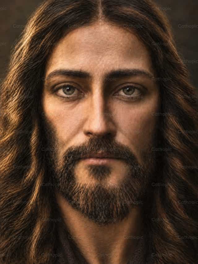 Ritratto devozionale di Gesù - Immagini stock cattoliche