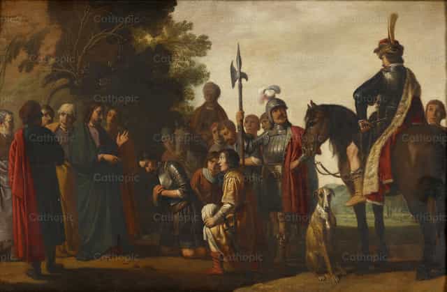 Christus met de centurio - Katholieke stockfoto's