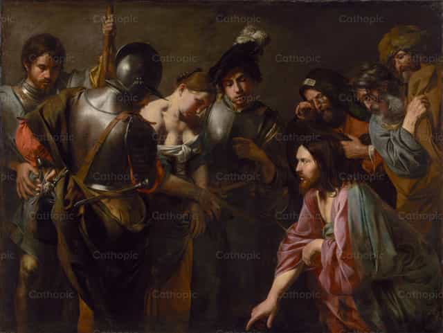 Christus und die Ehebrecherin - Katholische Stockfotos