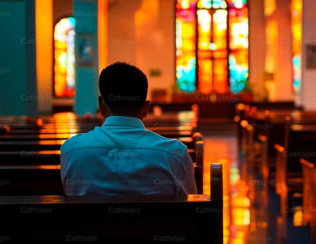Lalaking nagdarasal - Mga Catholic stock image