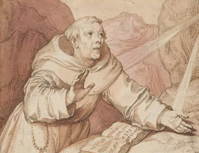 São Francisco Recebendo os Estigmas - Imagens católicas de stock