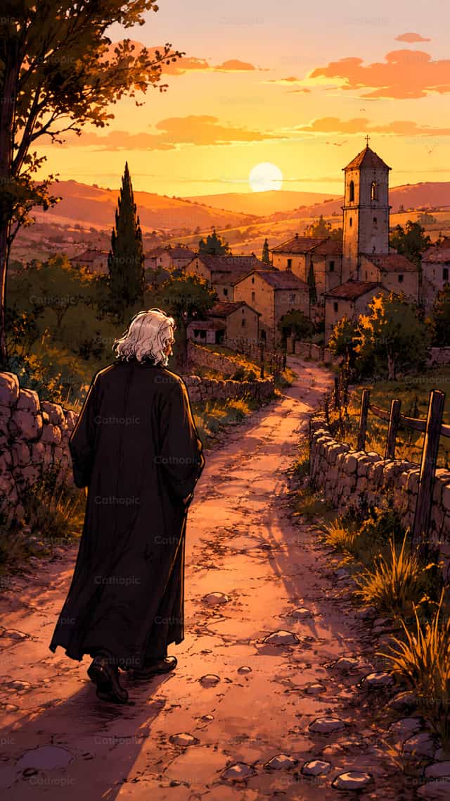 Der heilige Johannes Maria Vianney kommt in Ars an - Katholische Stockfotos