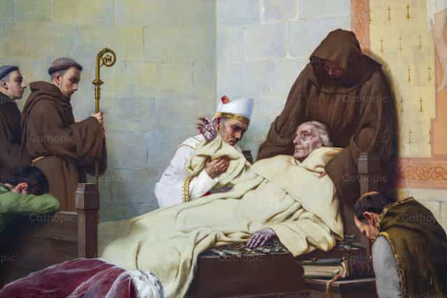 Der Tod des heiligen Yves von Kermartin - Katholische Stockfotos