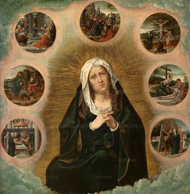 The seven sorrows of Mary - Catholic stock images