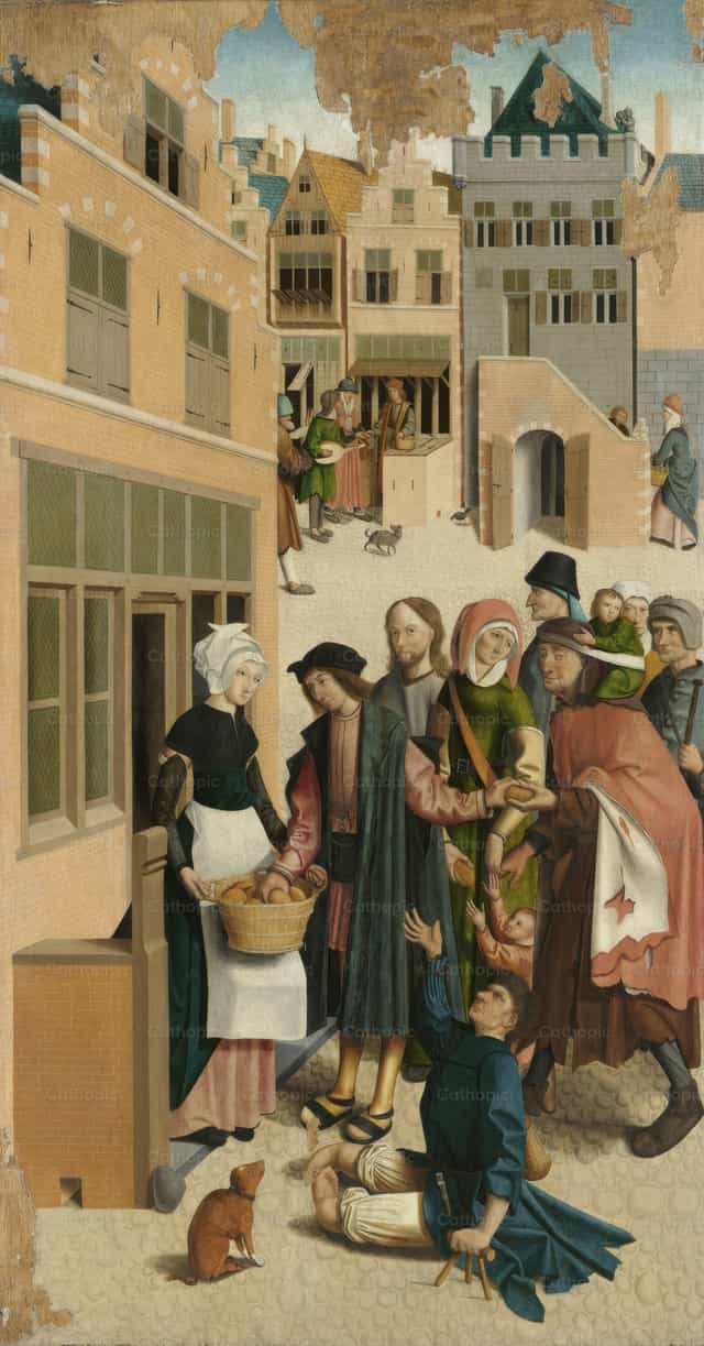 Ang Pitong Gawa ng Awa. 1 – Pagpapakain sa mga nagugutom - Mga Catholic stock image - Larawan ni Restored Christian Art