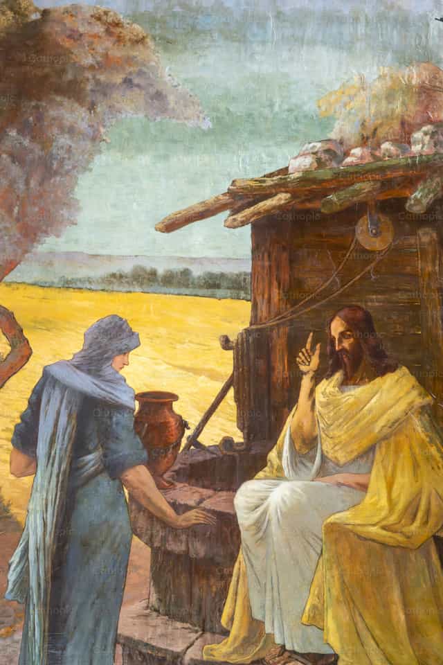 Jesus and the Samaritan woman at the well - Catholic stock images - Photo by Joan Sutter