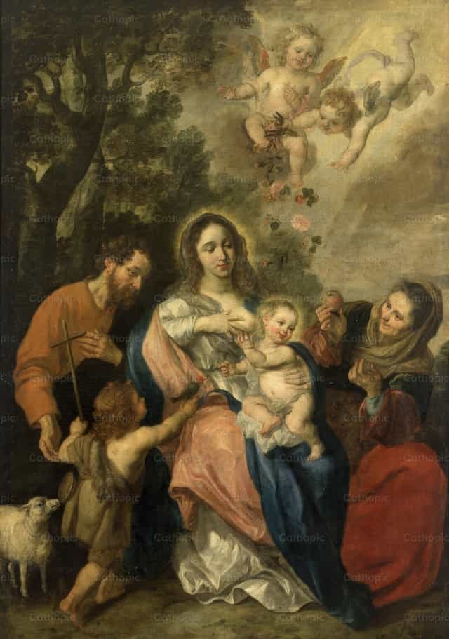 The Holy Family with John the Baptist - Catholic stock images
