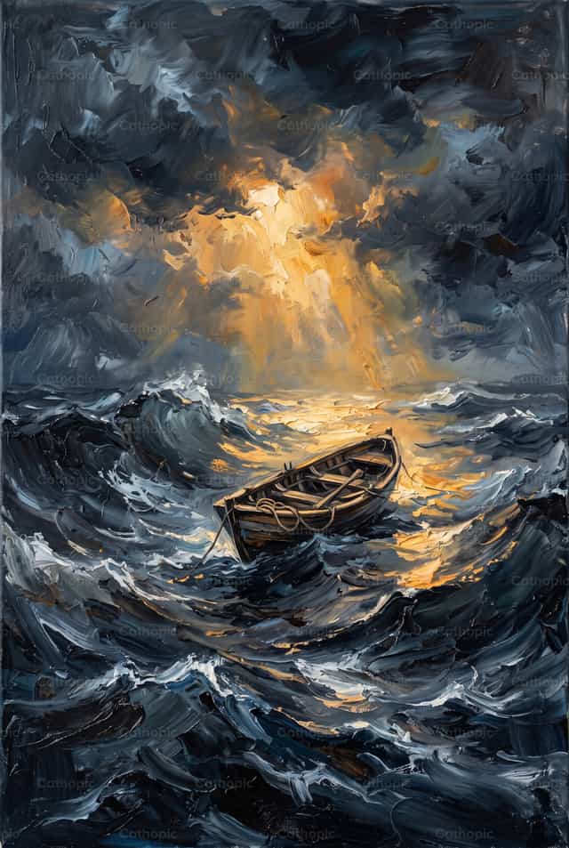 Larawan ng bangka sa karagatan - Mga Catholic stock image - Larawan ni Aqu Alvarez