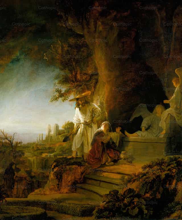 Chrystus i św. Maria Magdalena przy grobie - Katolickie zdjęcia stockowe - Zdjęcie: Restored Christian Art
