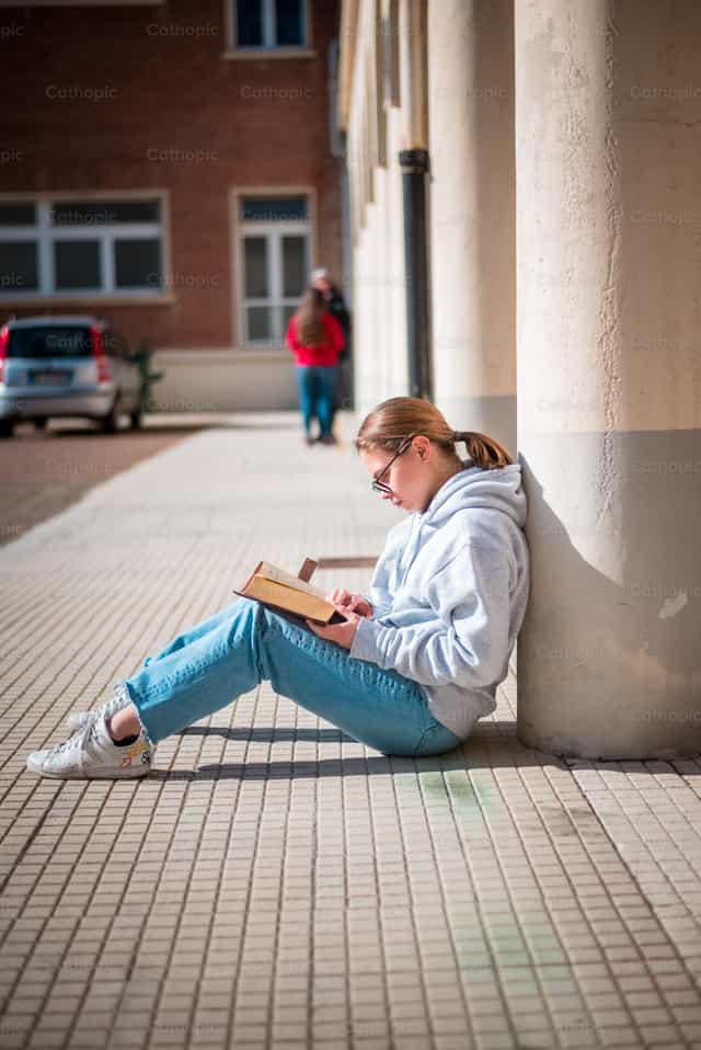 Reading the Bible - Catholic stock images
