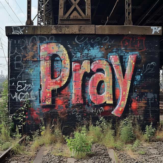 Grafiti – Imádkozz - Katolikus stockképek - Fotó: Carolina BR