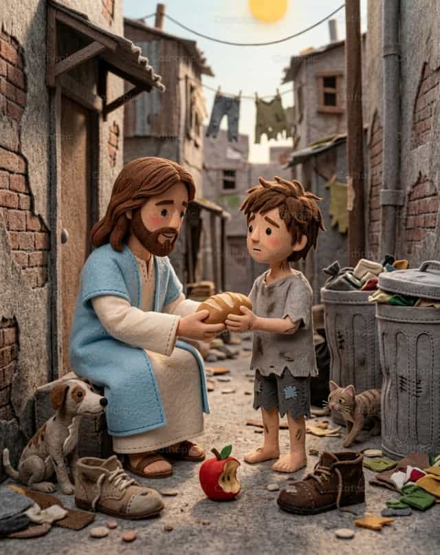 Gawaing mahabagin - pakainin ang nagugutom - Mga Catholic stock image