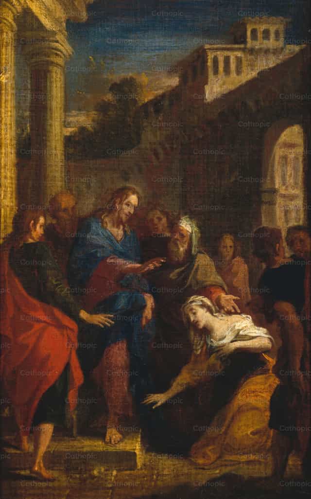 Le Christ et la femme atteinte d’une perte de sang - Images catholiques de stock - Photo de Restored Christian Art