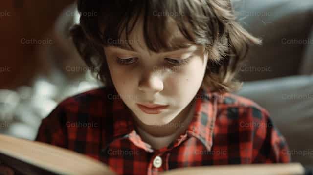 Lecture d’enfant - Images catholiques de stock - Photo de Carolina BR