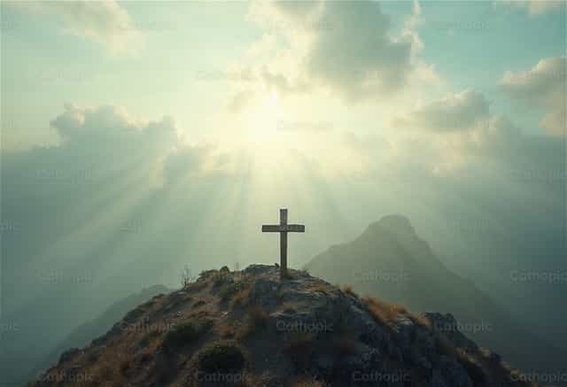 Esperança nas Alturas - Imagens católicas de stock