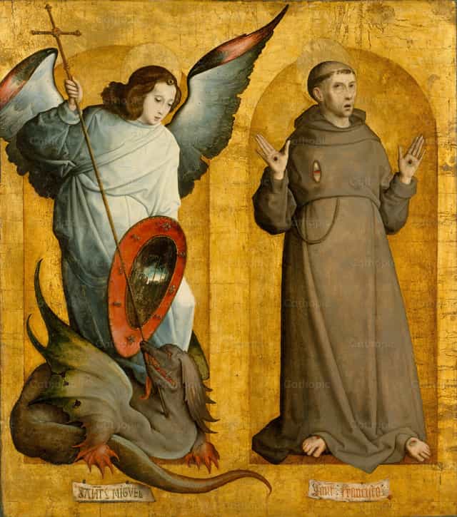 Święci Michał i Franciszek - Katolickie zdjęcia stockowe