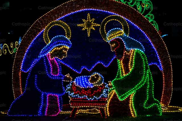 Pesebre de luces - Banco de imágenes católicas - Fotografía por Carolina BR