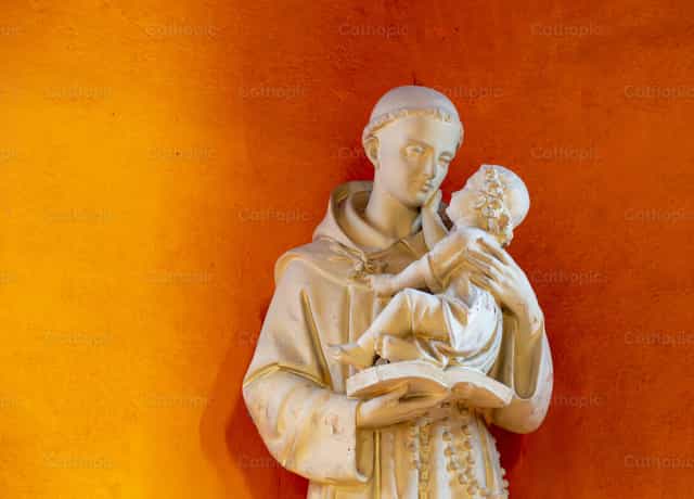 San Antonio de Padua sosteniendo al Niño Jesús - Banco de imágenes católicas - Fotografía por Joan Sutter