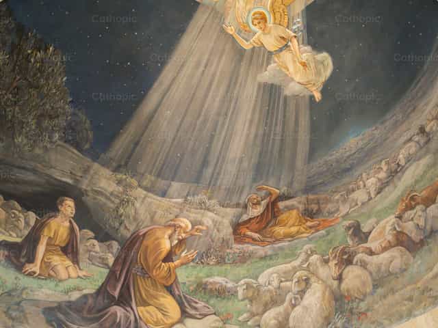 Los pastores y el Ángel - Banco de imágenes católicas