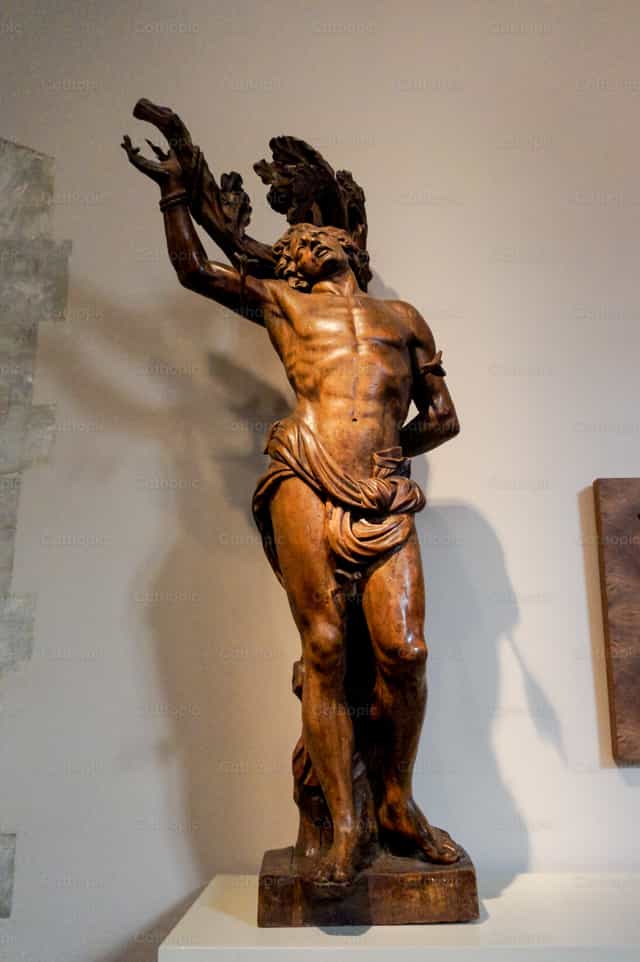 Statue of St. Sebastian, Brussels museum - Catholic stock images