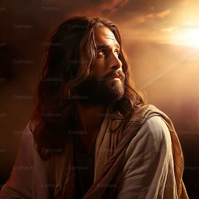 Jesús mirando al cielo - Banco de imágenes católicas