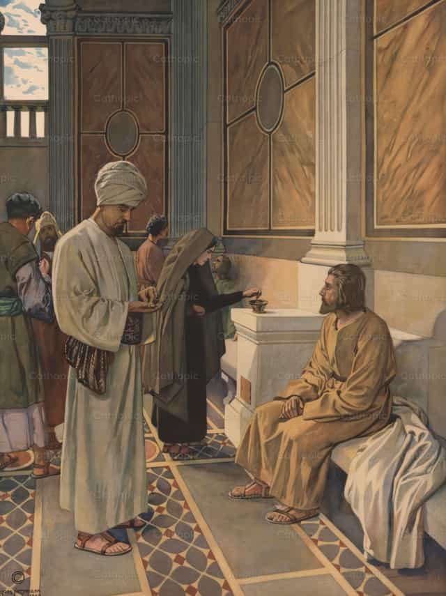 Ofiara ubogiej wdowy - Katolickie zdjęcia stockowe - Zdjęcie: Restored Christian Art