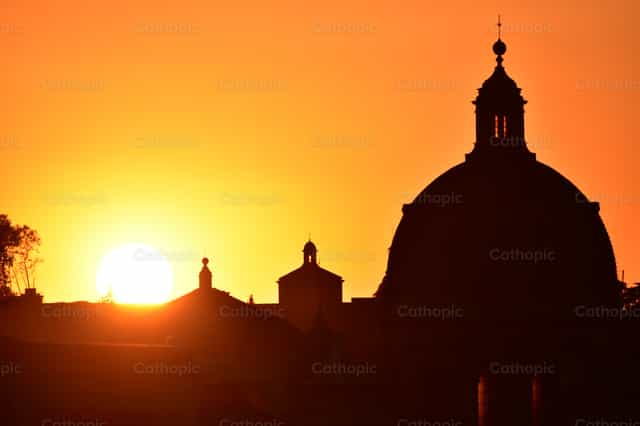 Coucher de soleil depuis le belvédère du Capitole, Rome. - Images catholiques de stock - Photo de Alex Leonardo Hernández SJ