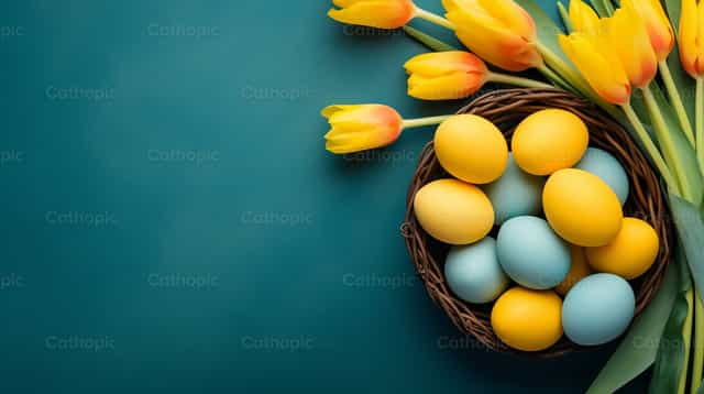 Basket na may mga Easter egg - Mga Catholic stock image