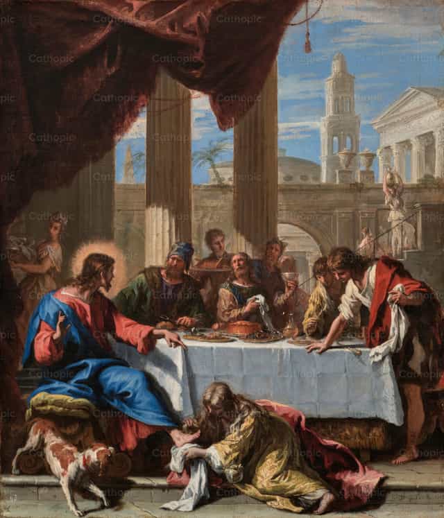 Le Christ chez Simon le pharisien - Images catholiques de stock - Photo de Restored Christian Art