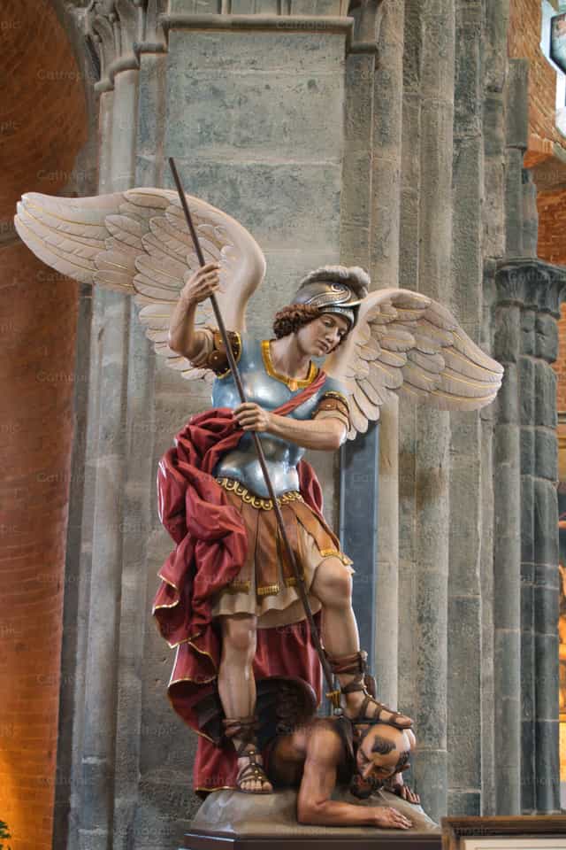 Statue of St. Michael the Archangel - Catholic stock images