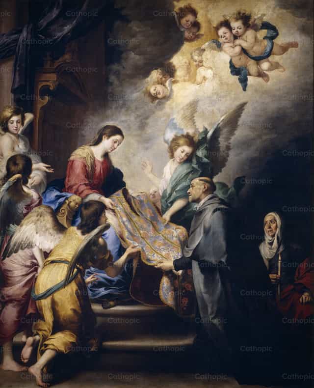 성 일데폰소에게 성의(제의)를 씌우는 장면 - 가톨릭 스톡 이미지 - 사진 제공 Restored Christian Art