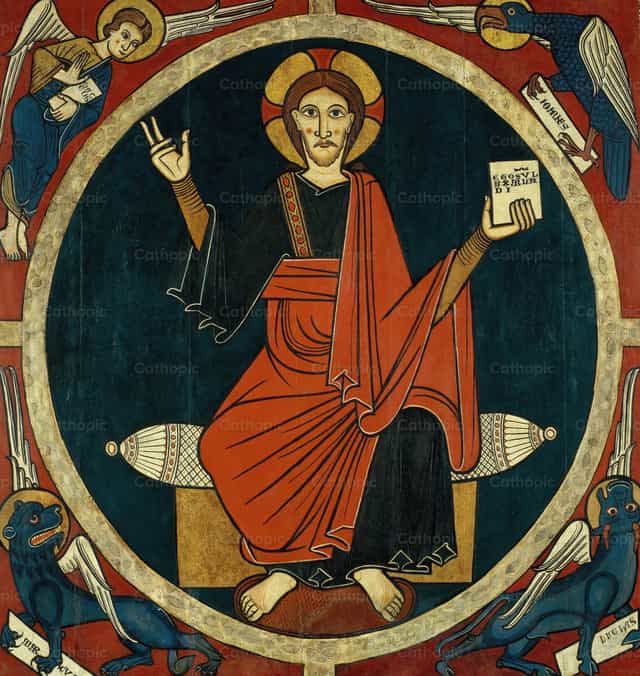 Le Christ Sauveur : baldaquin de Tost - Images catholiques de stock