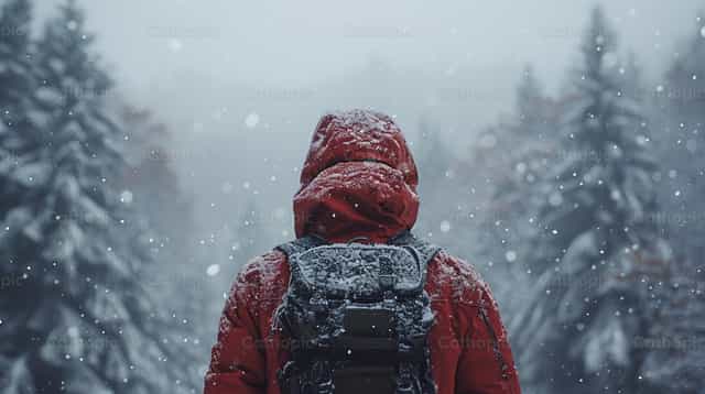 Montañista en la nieve - Banco de imágenes católicas