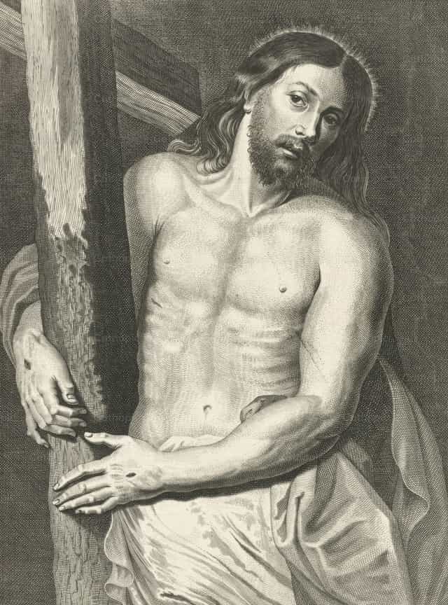 Christ with the cross - Katholische Stockfotos - Foto von Restored Christian Art