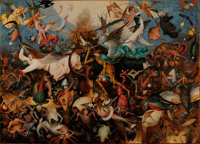 La caduta degli angeli ribelli - Immagini stock cattoliche