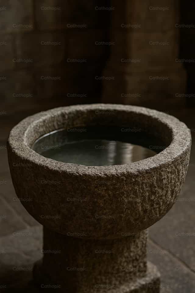 Pile d’eau bénite - Images catholiques de stock