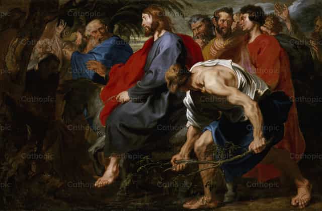 Entrada de Cristo em Jerusalém - Imagens católicas de stock