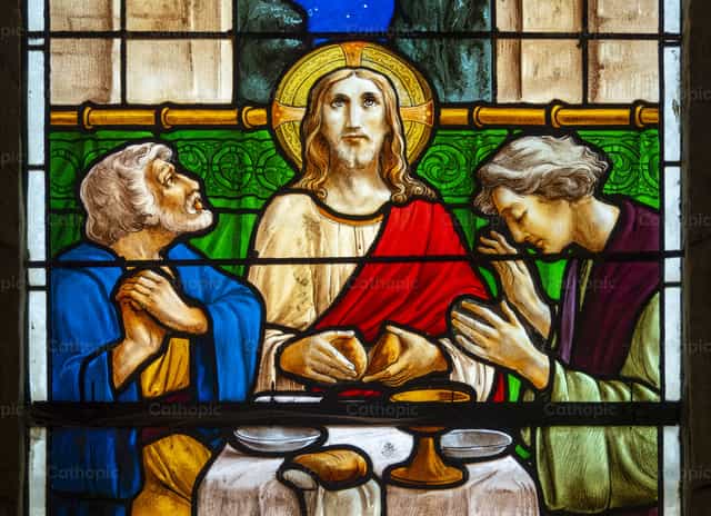 Jésus et les pèlerins d’Emmaüs - Images catholiques de stock - Photo de Joan Sutter