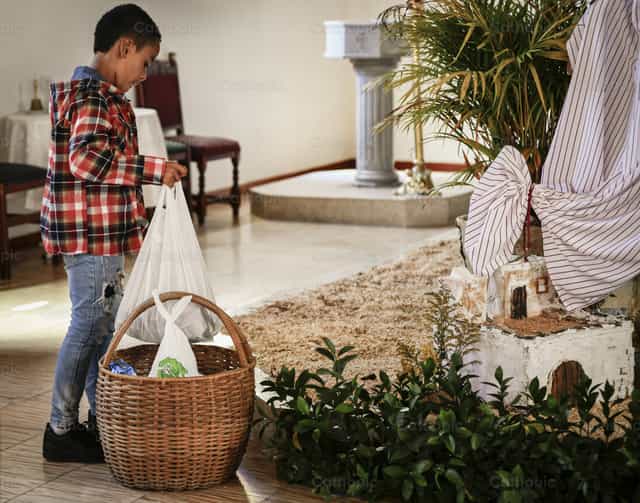 Food for the needy - Catholic stock images