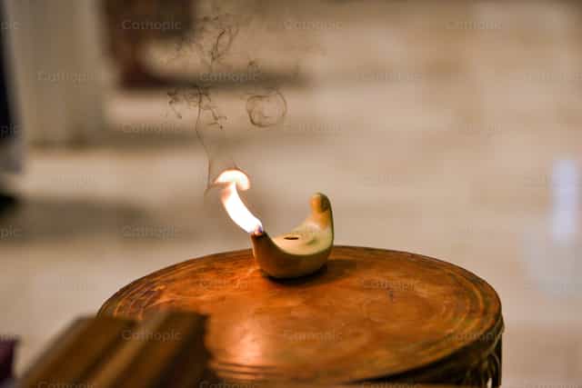 Lamp is burning for Christ - Catholic stock images - Photo by Amy Stout