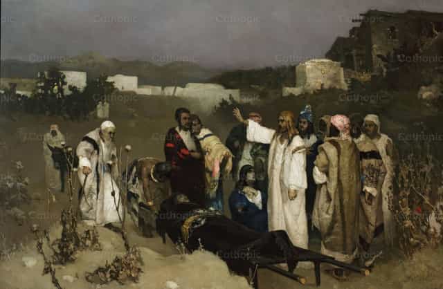 A naimi özvegy fiának feltámasztása - Katolikus stockképek - Fotó: Restored Christian Art