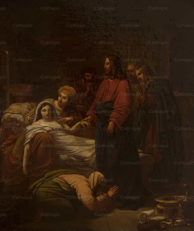 Jesús resucita a la hija de Jairo - Banco de imágenes católicas - Fotografía por Restored Christian Art
